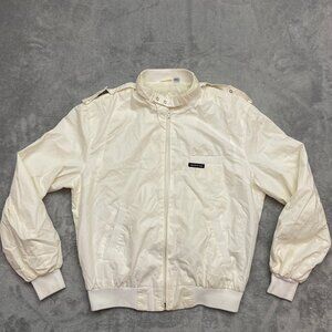 Vintage 80s Members Only Bomber Jacket Mens 40 Medium White Cream Zip Up